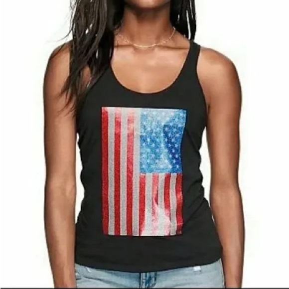 Victoria’s Secret PINK black Bling Americana Racerback Tank - XS - Picture 2 of 4